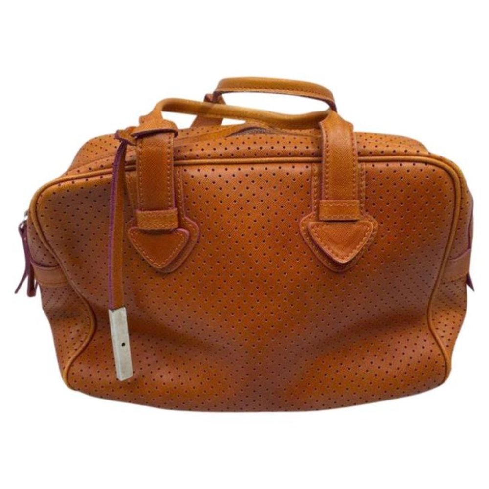 Innue Orange Leather Tote/ Shoulder Bag